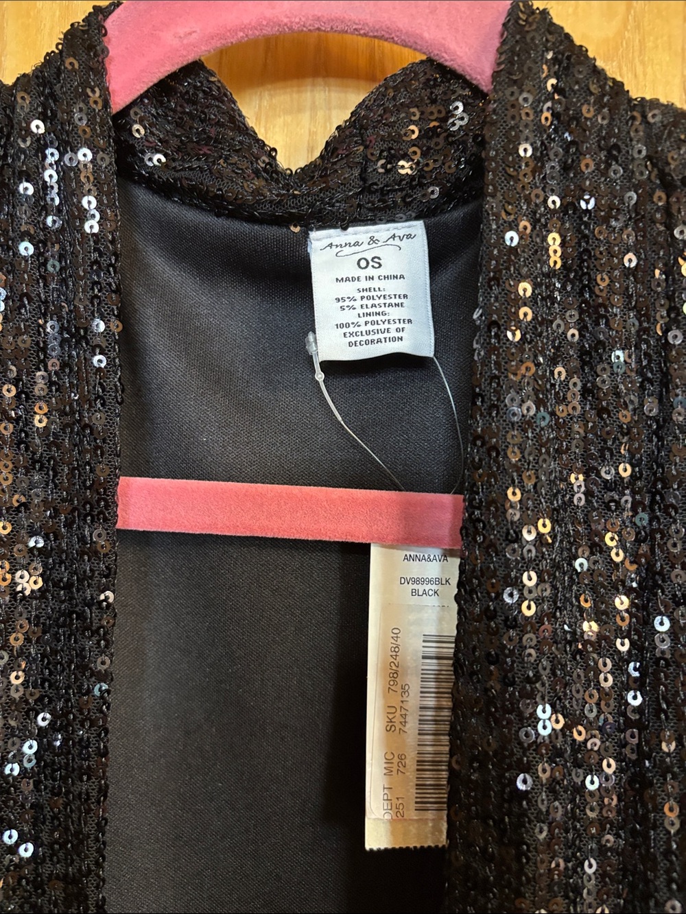 Anna & Ava Black Sequin Sleeveless Duster Vest - Picture 2 of 4